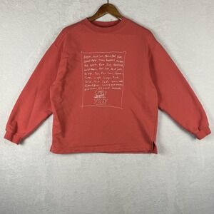 Vintage Sisley Sweatshirt Womens Small Orange Simply Sisley Music Graphic 90s